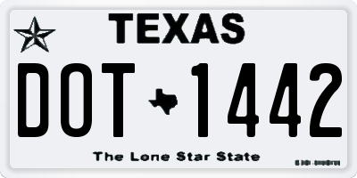 TX license plate DOT1442