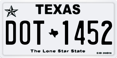 TX license plate DOT1452