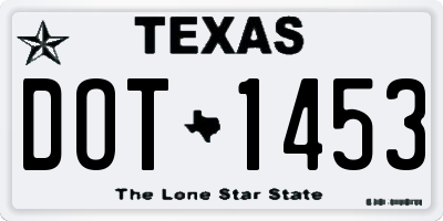 TX license plate DOT1453