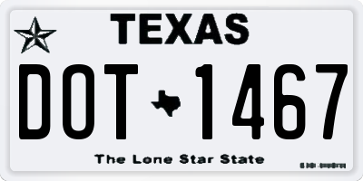 TX license plate DOT1467