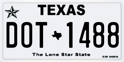 TX license plate DOT1488