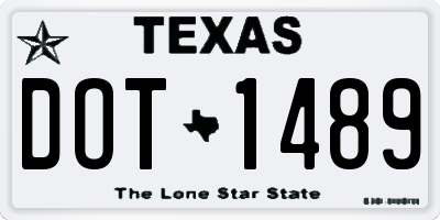 TX license plate DOT1489