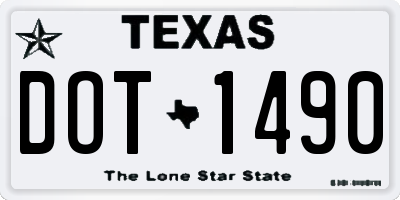 TX license plate DOT1490