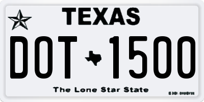 TX license plate DOT1500