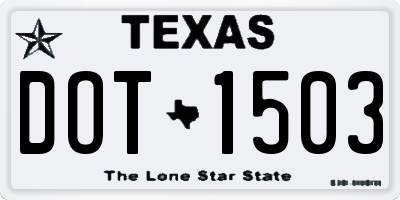 TX license plate DOT1503
