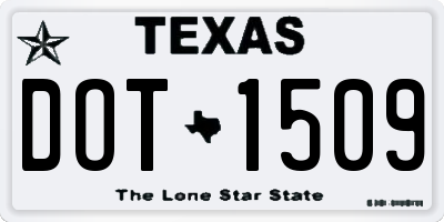 TX license plate DOT1509