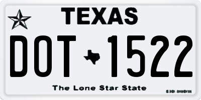 TX license plate DOT1522