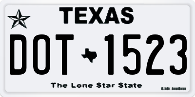 TX license plate DOT1523