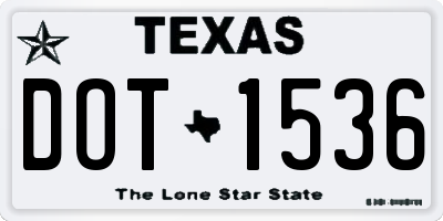 TX license plate DOT1536