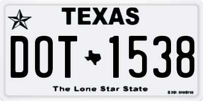 TX license plate DOT1538