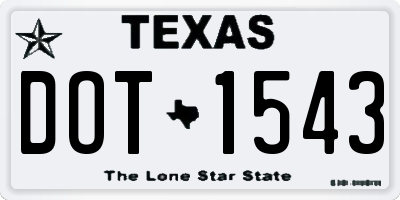 TX license plate DOT1543