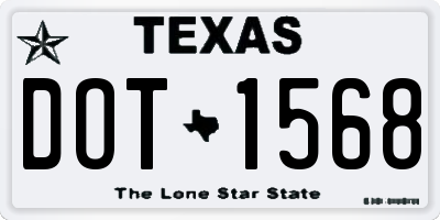 TX license plate DOT1568