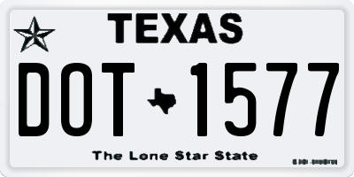 TX license plate DOT1577