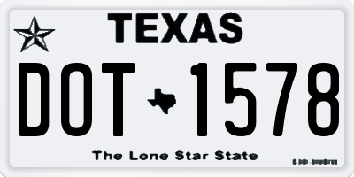 TX license plate DOT1578