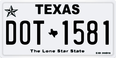 TX license plate DOT1581