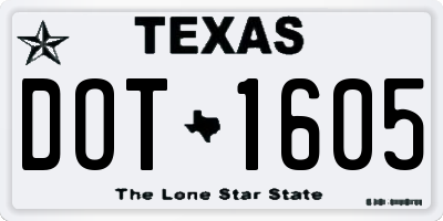 TX license plate DOT1605
