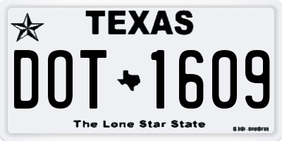 TX license plate DOT1609