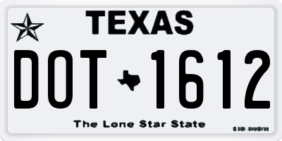 TX license plate DOT1612