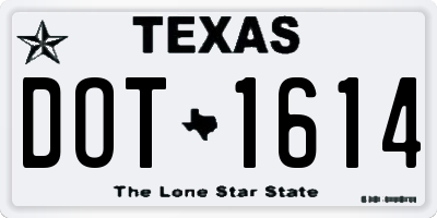 TX license plate DOT1614