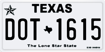 TX license plate DOT1615