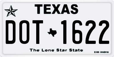 TX license plate DOT1622