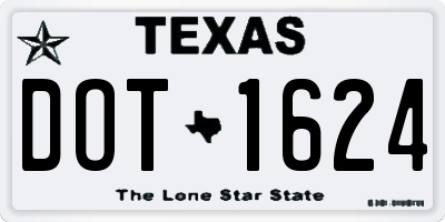 TX license plate DOT1624