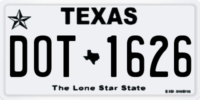 TX license plate DOT1626