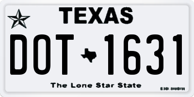 TX license plate DOT1631
