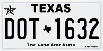 TX license plate DOT1632