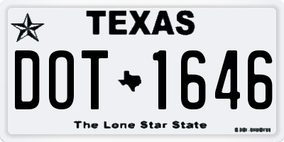 TX license plate DOT1646