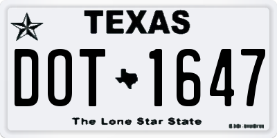 TX license plate DOT1647