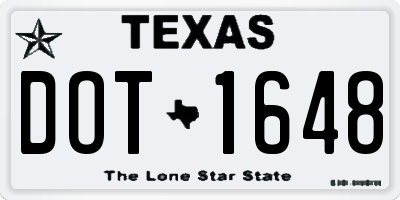 TX license plate DOT1648