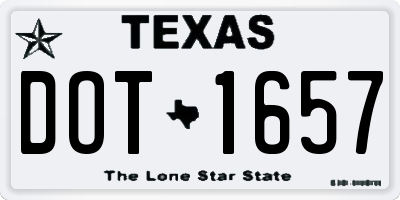 TX license plate DOT1657