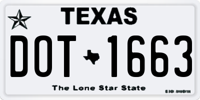 TX license plate DOT1663