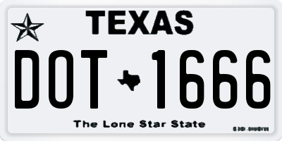 TX license plate DOT1666