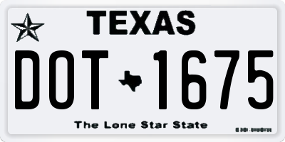 TX license plate DOT1675