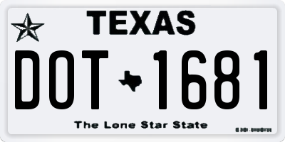 TX license plate DOT1681