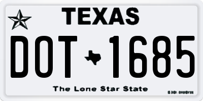 TX license plate DOT1685