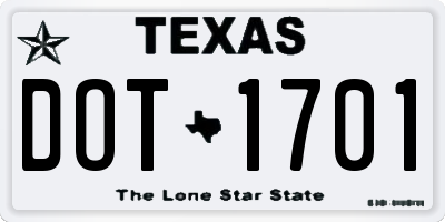 TX license plate DOT1701