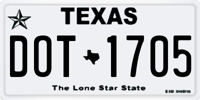 TX license plate DOT1705