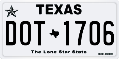 TX license plate DOT1706