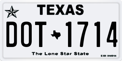 TX license plate DOT1714