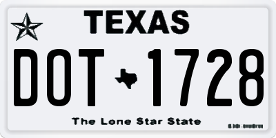 TX license plate DOT1728