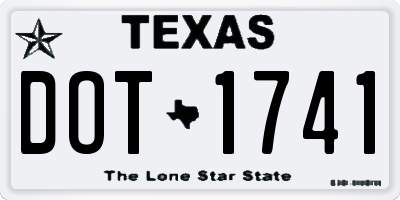 TX license plate DOT1741