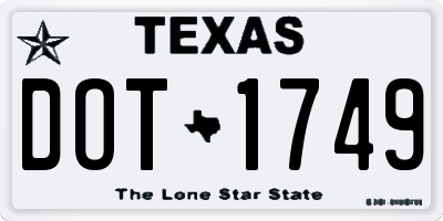 TX license plate DOT1749