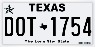 TX license plate DOT1754