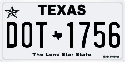 TX license plate DOT1756