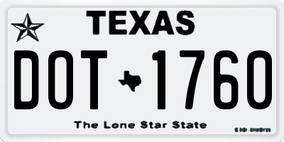 TX license plate DOT1760