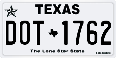 TX license plate DOT1762