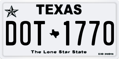 TX license plate DOT1770